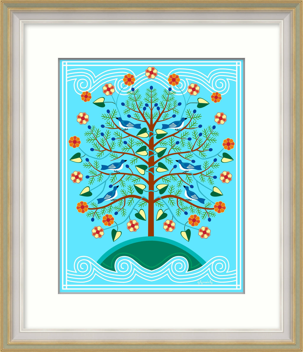 Cherokee Tree of Life Matted Print by Fourth World Design