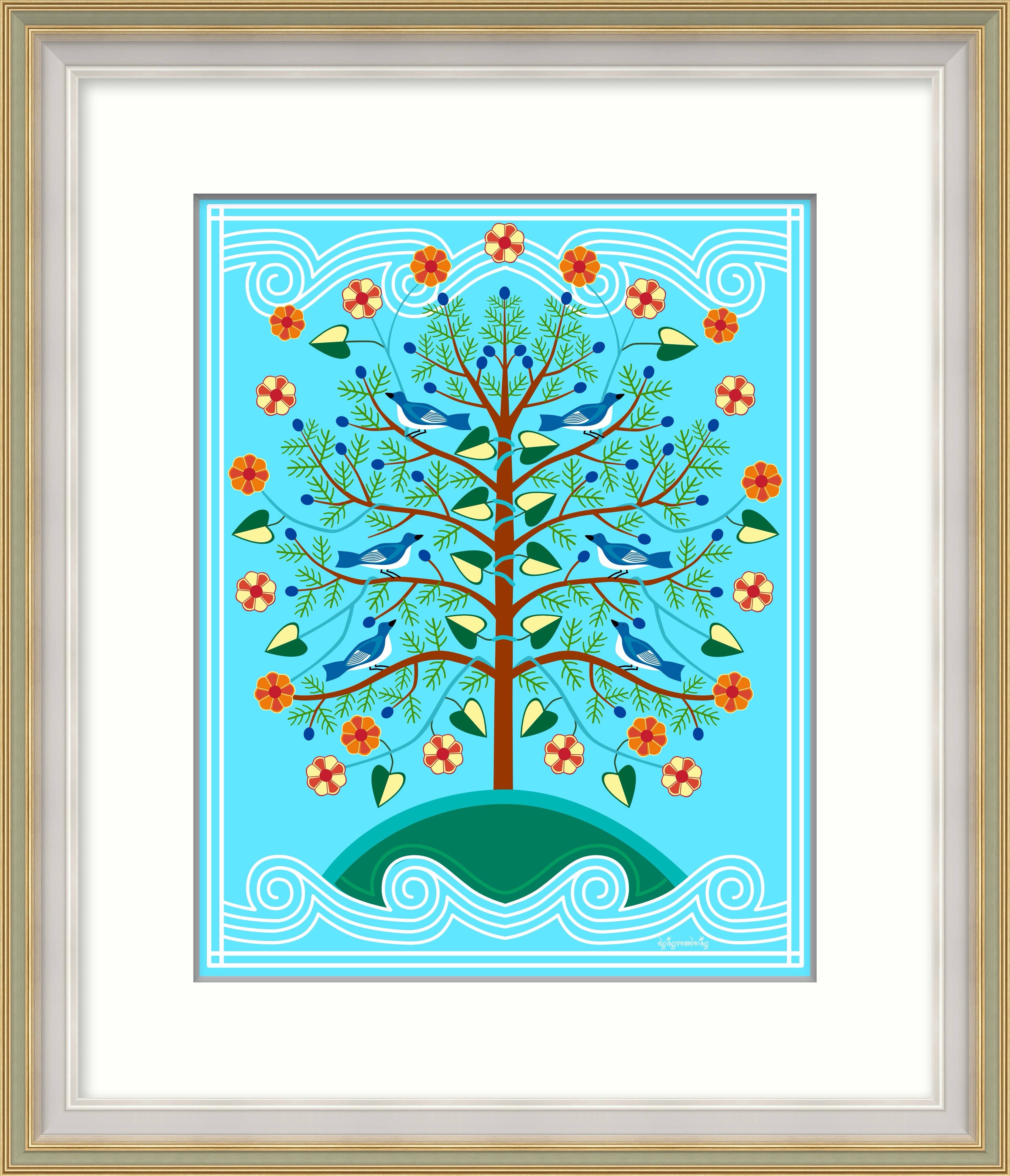 Cherokee Tree of Life Matted Print by Fourth World Design