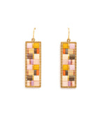 Beaded Handwoven Mosaic Tila and Brass Earrings by Mayana