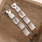 M.J. Designs | Dentalium + Swarovski + Heart Beads | Earrings