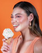 Beaded Handwoven Cotton Candy Dangle Earrings by Mayana