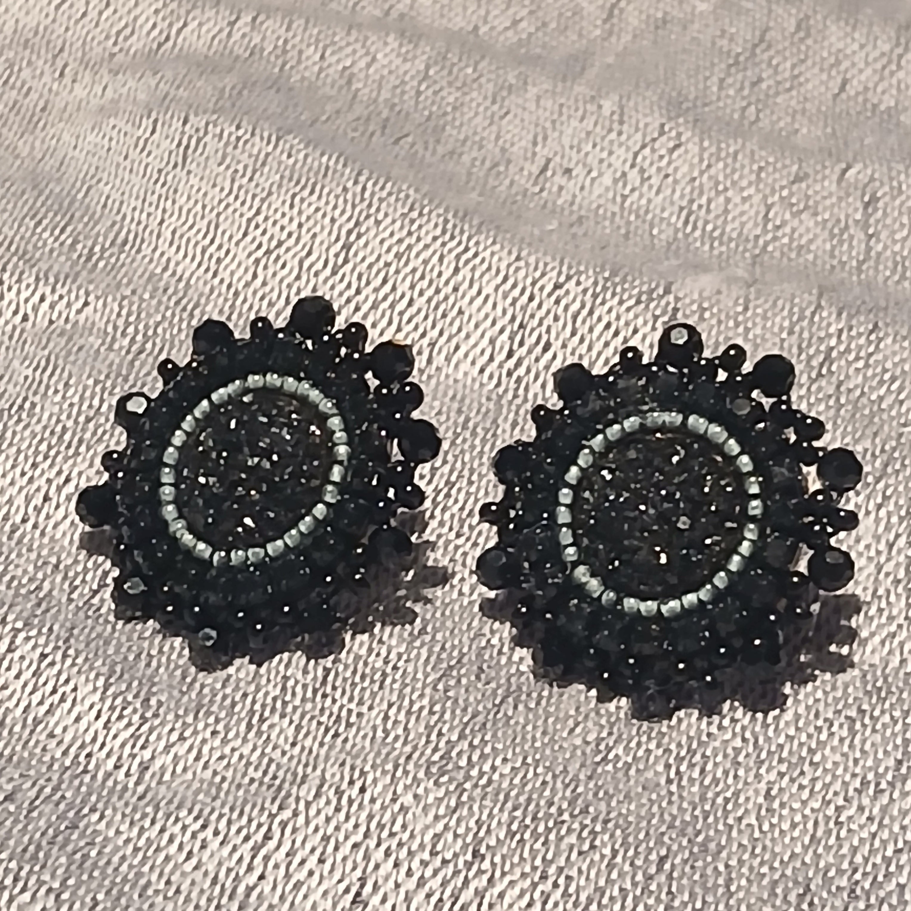 HTB | Earrings | Beaded Black Studs