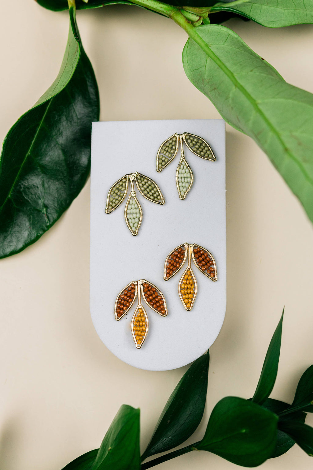 Ismini Leaf Studs by Mountain Maiden