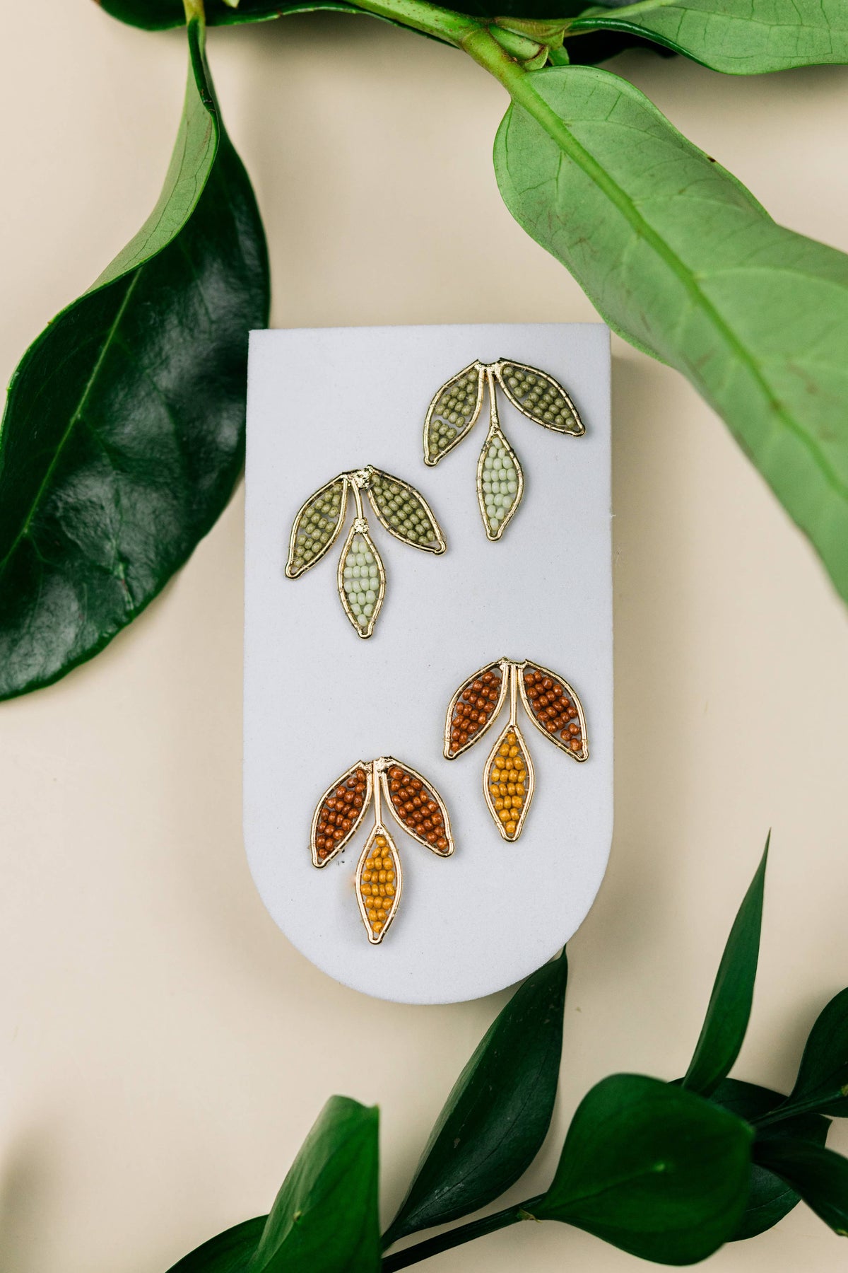 Ismini Leaf Studs by Mountain Maiden