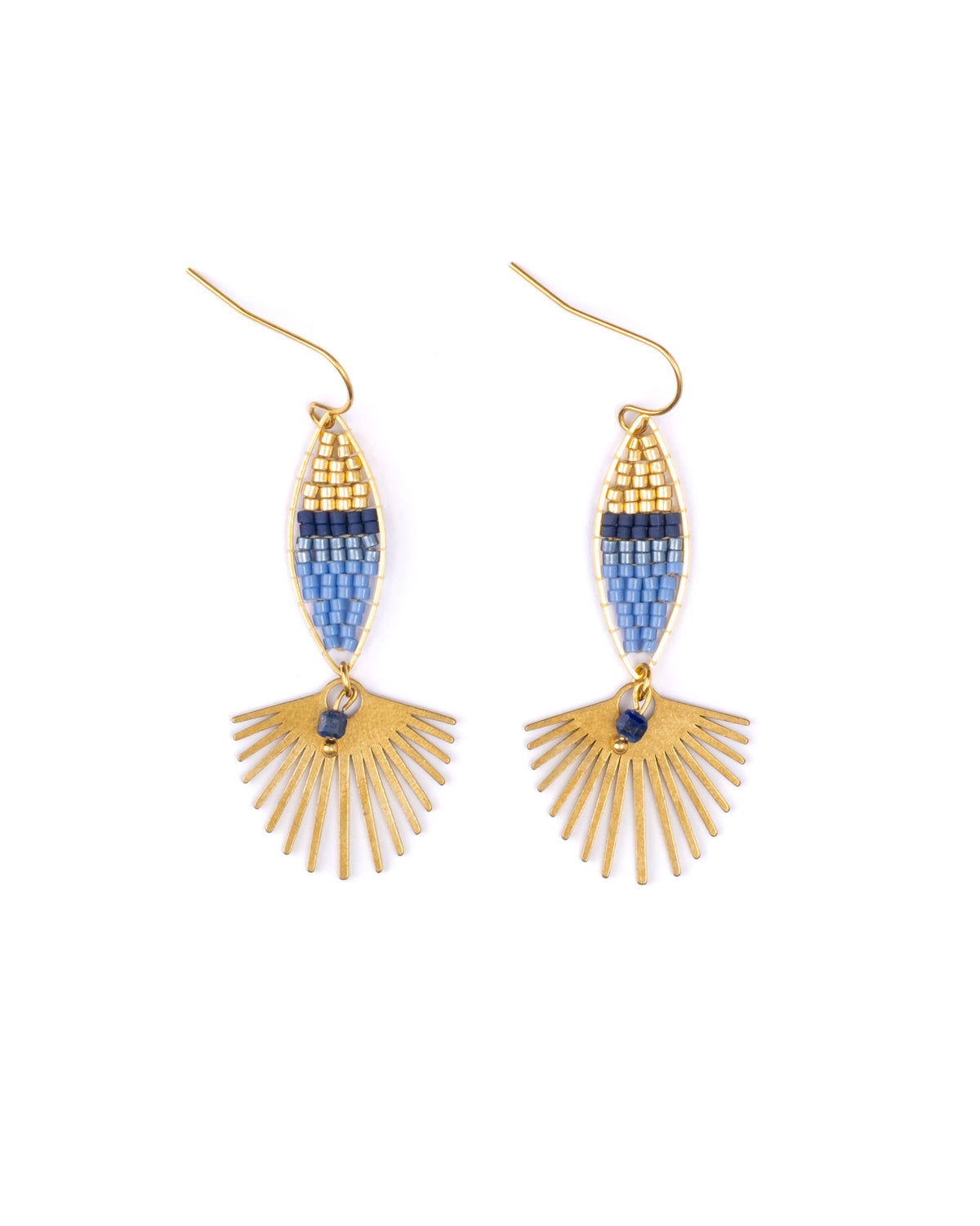 Beaded Handwoven Cotton Candy Dangle Earrings by Mayana