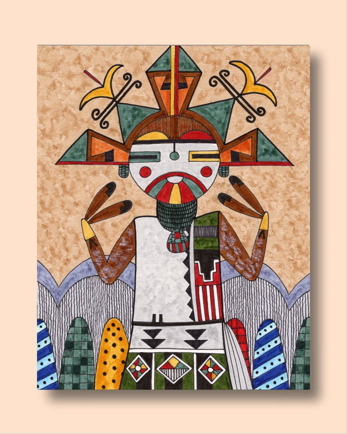 Palikwmana Gathers Rain Matted Print by Fourth World Design