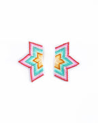 Beaded Handwoven Medium Half Star Earrings by Mayana
