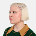 Allie Clips in Oval Vanilla Stripe by CHUNKS