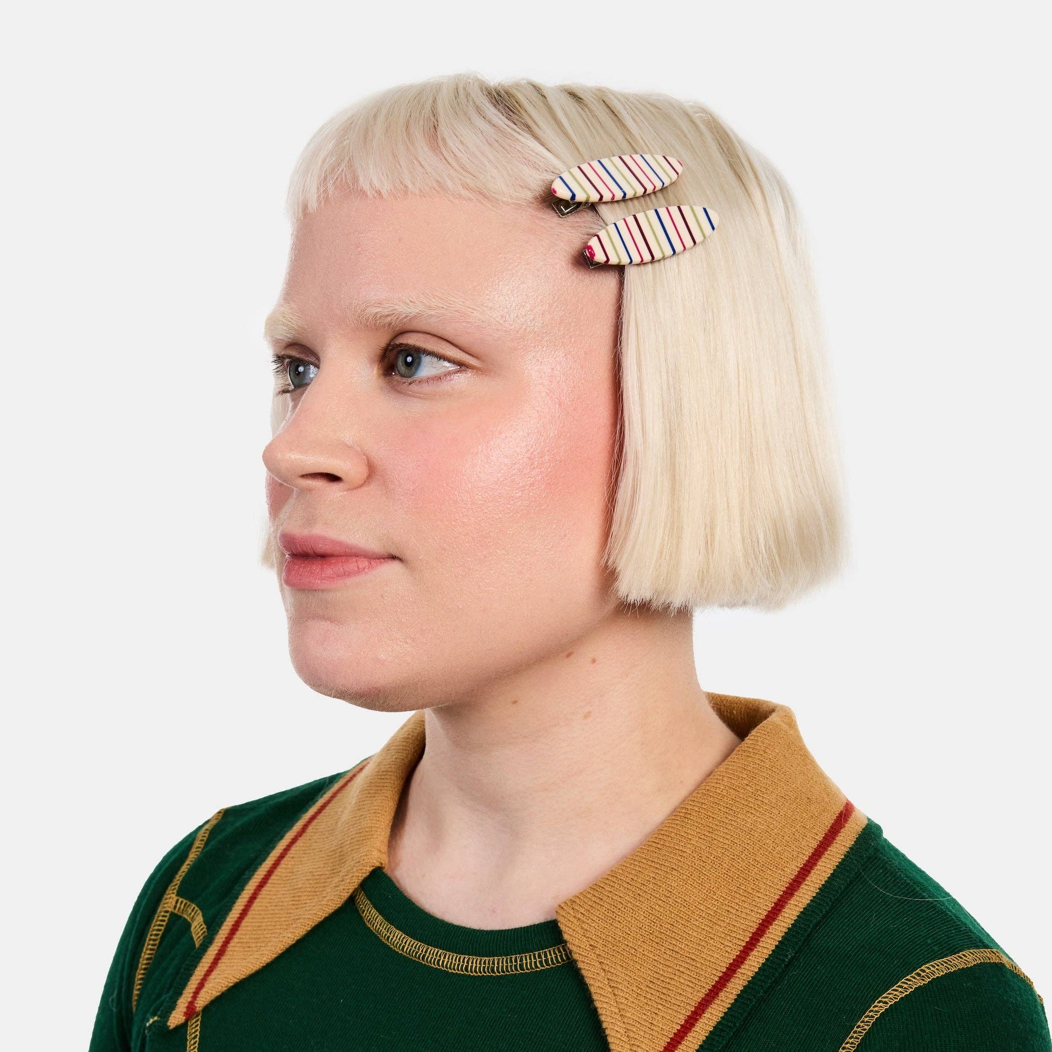 Allie Clips in Oval Vanilla Stripe by CHUNKS
