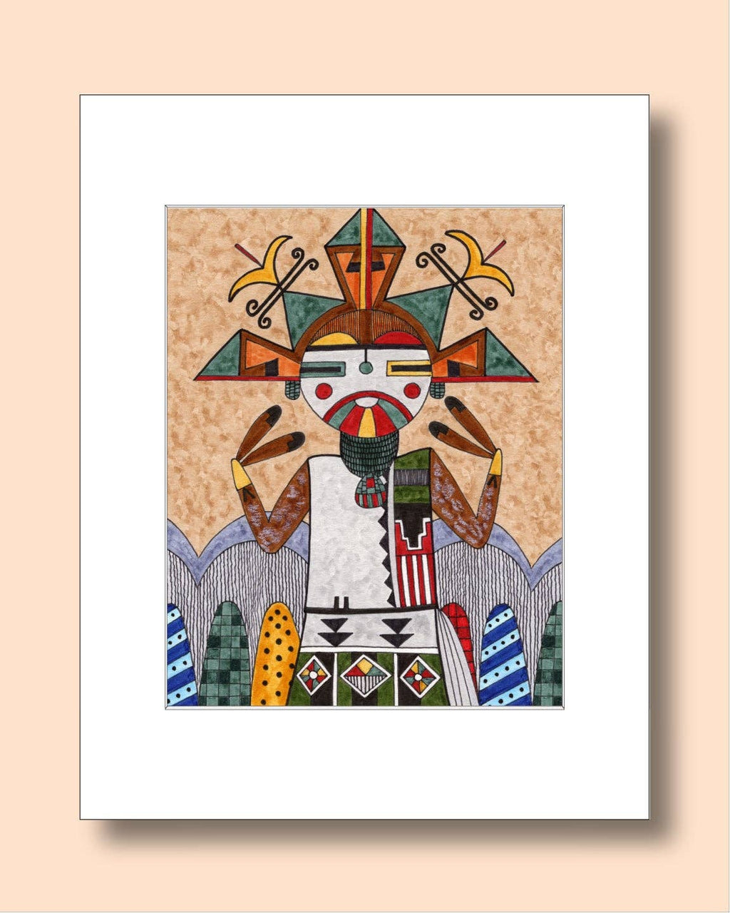 Palikwmana Gathers Rain Matted Print by Fourth World Design