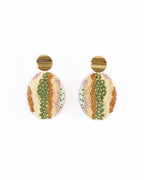 Beaded Handwoven Organic Oval Drop Earrings by Mayana