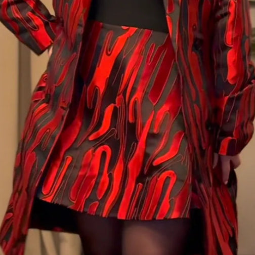 LH | Brocade A-Line Skirt | Red Asst
