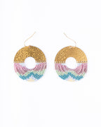 Beaded Handwoven Organic Circular Fringe Earrings by Mayana