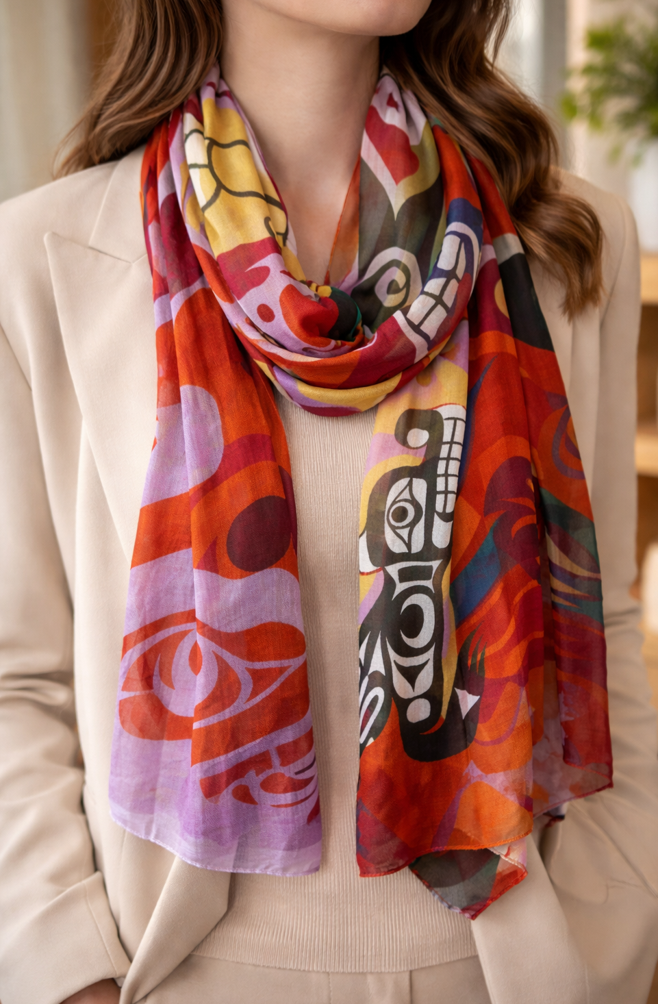 Indigenous Art Signature Scarf: Eagle by Made by Humans