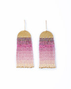 Beaded Handwoven Ombre Fringe Earrings by Mayana
