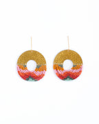 Beaded Handwoven Organic Circular Fringe Earrings by Mayana