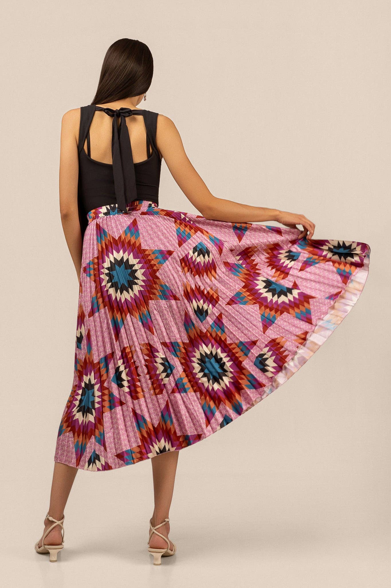 Pleated Star Quilt Midi Skirt by by Bethany Yellowtail