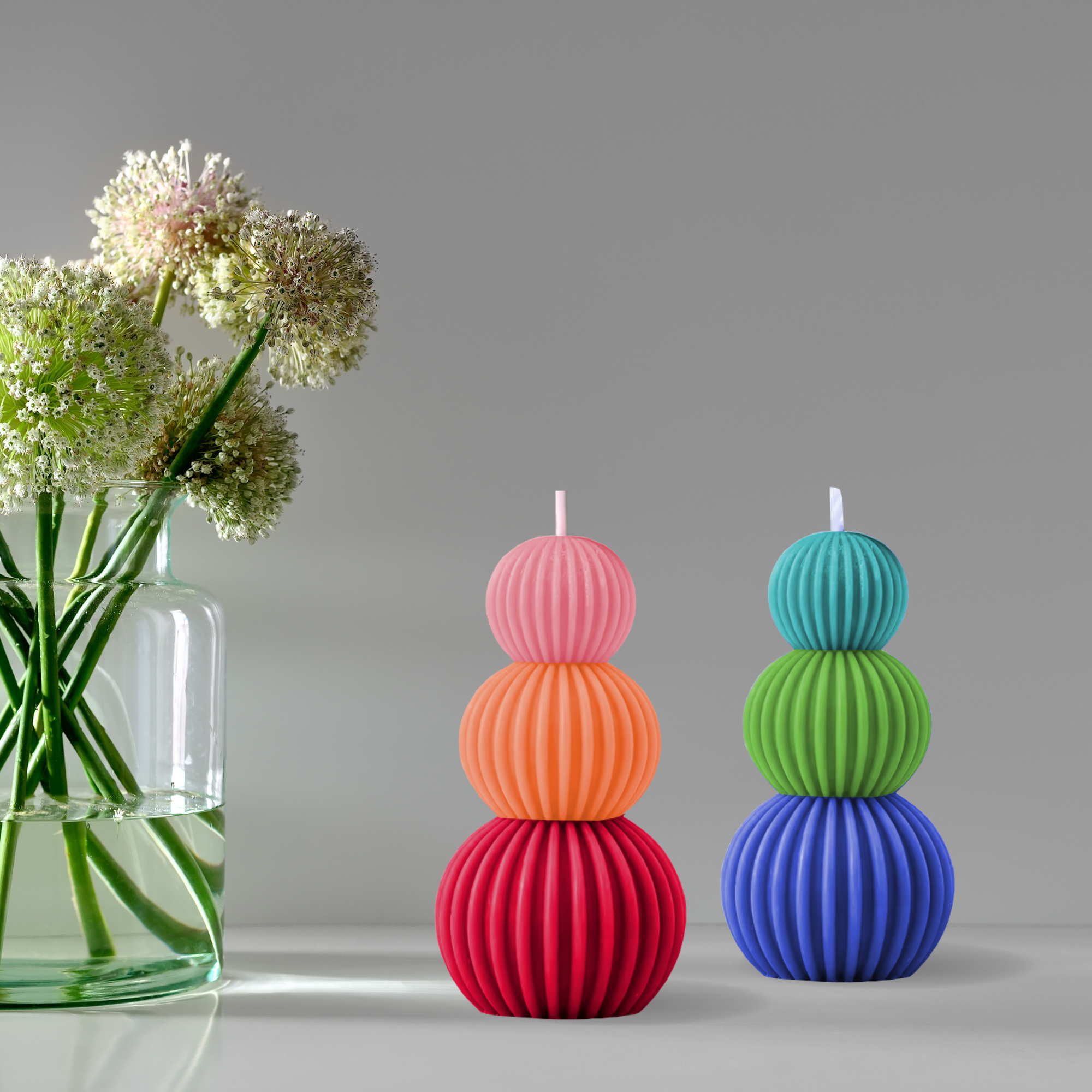Decorative Fluted Stacked Ball Candle by Made By Humans