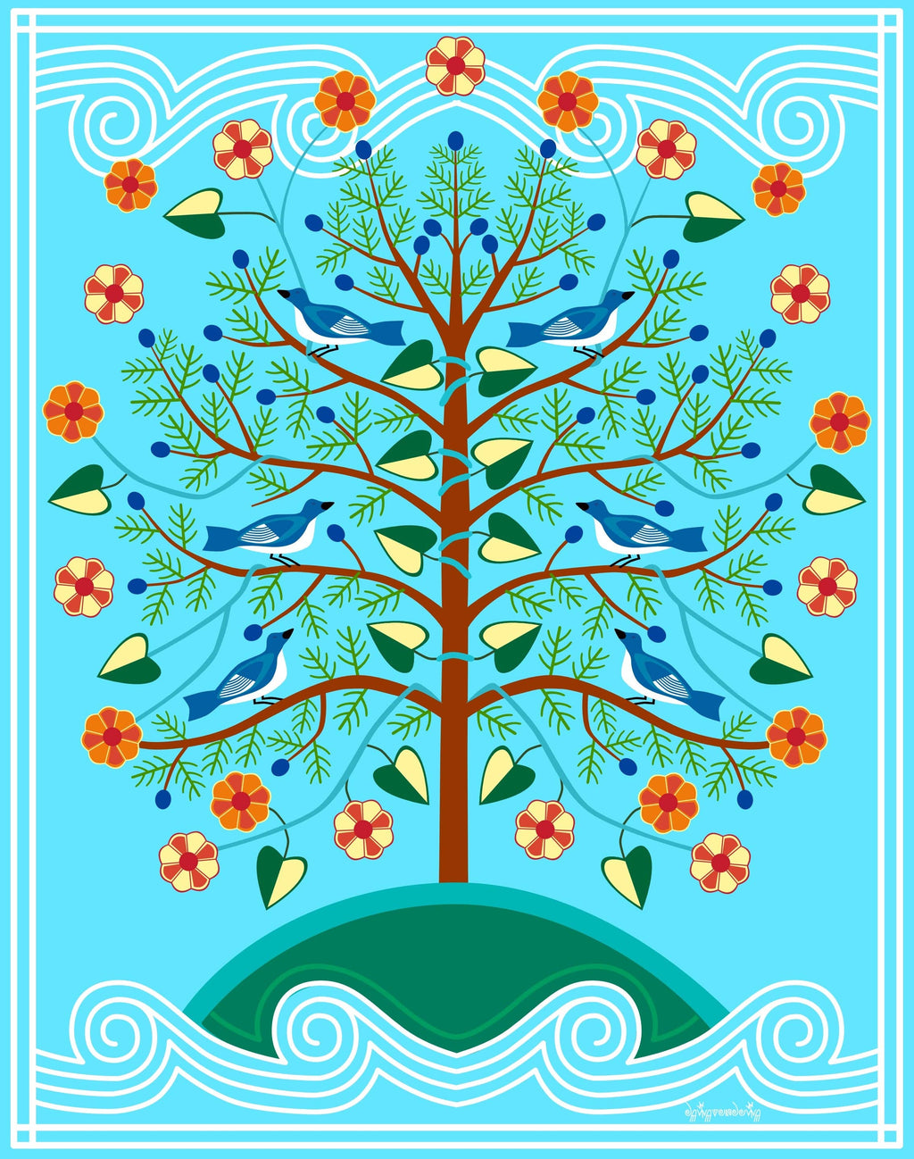 Cherokee Tree of Life Matted Print by Fourth World Design
