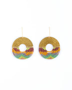 Beaded Handwoven Organic Circular Fringe Earrings by Mayana
