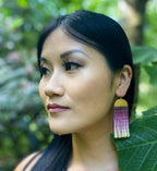 Beaded Handwoven Ombre Fringe Earrings by Mayana