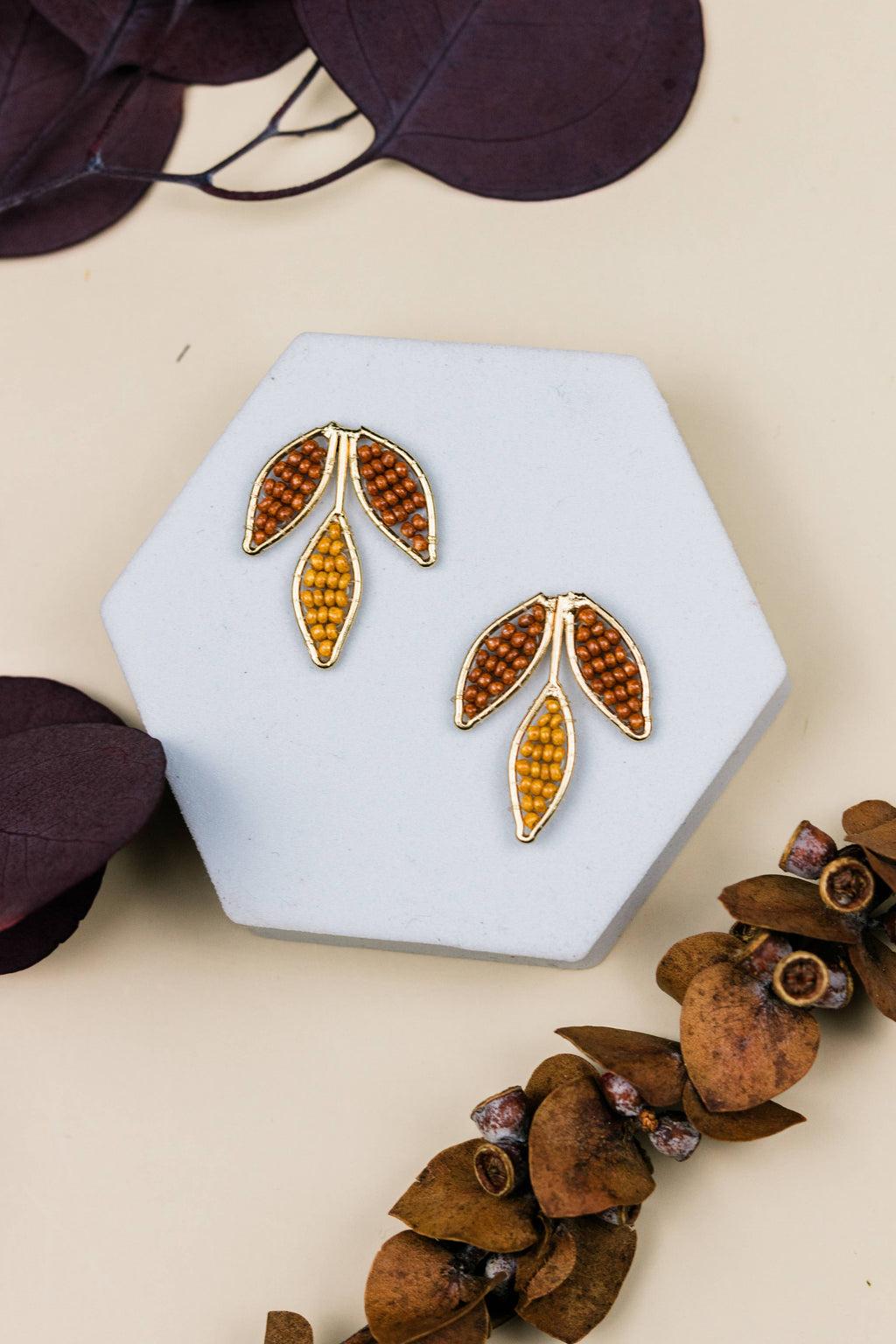 Ismini Leaf Studs by Mountain Maiden