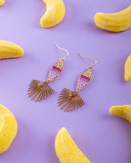 Beaded Handwoven Cotton Candy Dangle Earrings by Mayana