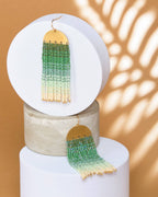 Beaded Handwoven Ombre Fringe Earrings by Mayana