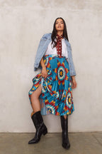 Pleated Star Quilt Midi Skirt by by Bethany Yellowtail