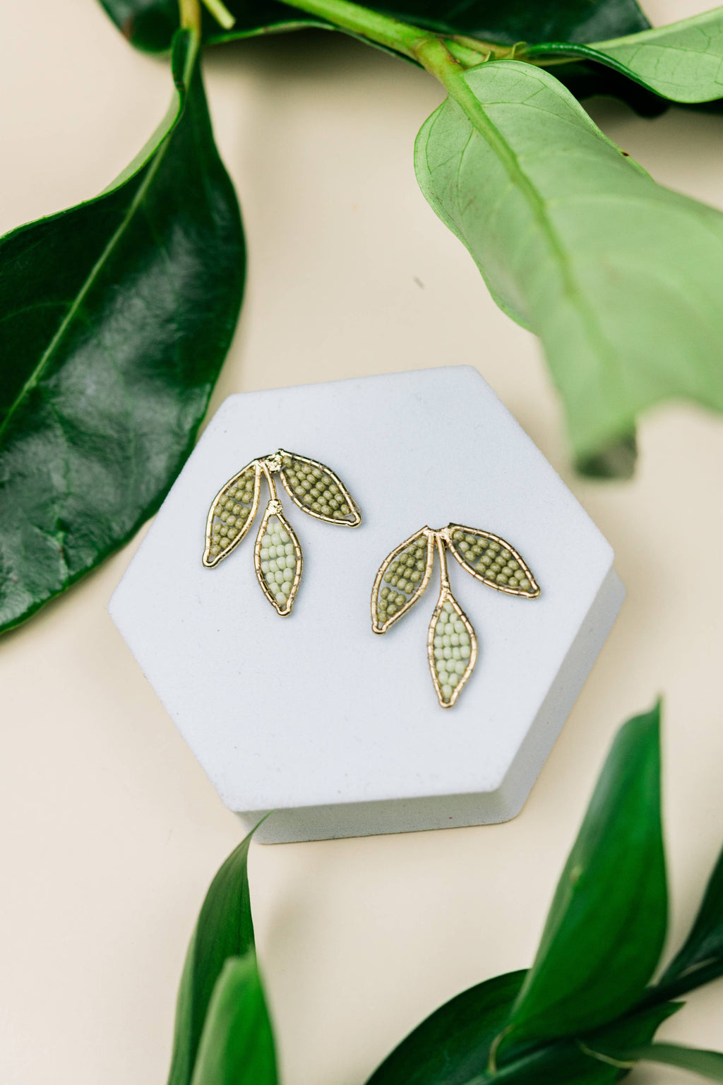Ismini Leaf Studs by Mountain Maiden