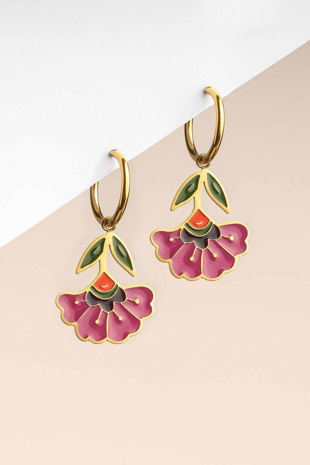 Floral Bloom Huggie Charm Hoops by Bethany Yellowtail