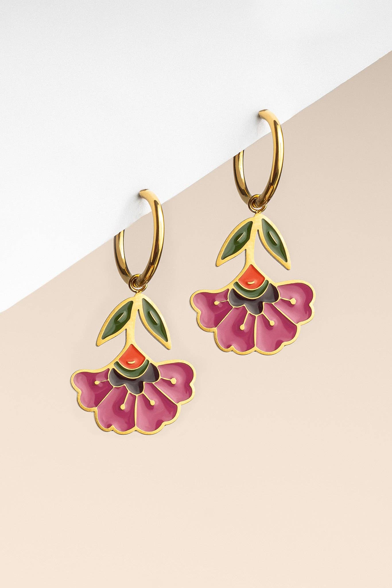 Floral Bloom Huggie Charm Hoops by Bethany Yellowtail