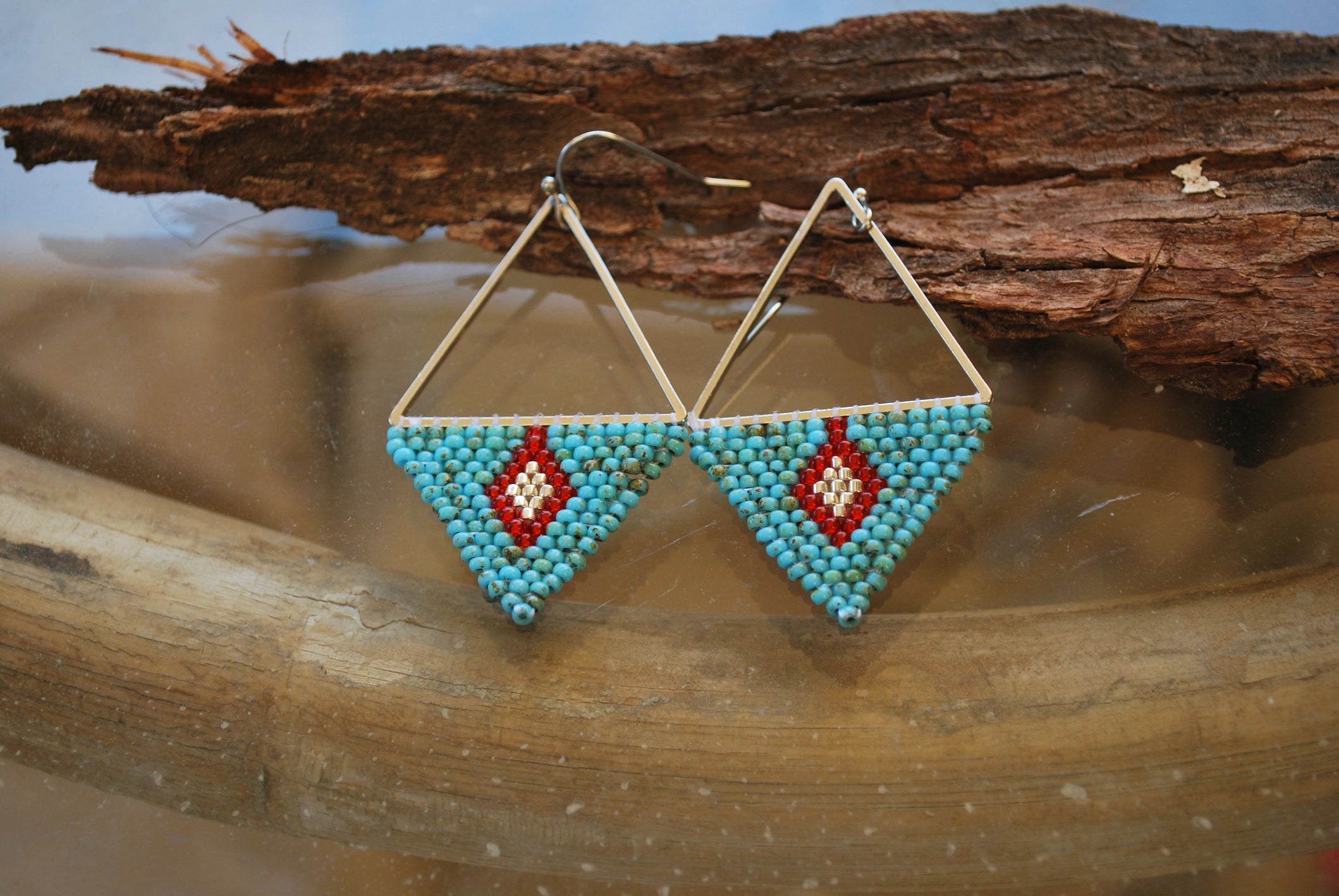 Native Turq & Red Geometric by Chippewa Beadwork