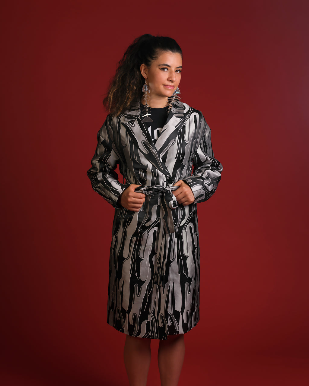 LH | Brocade A-Line Skirt | Silver Asst