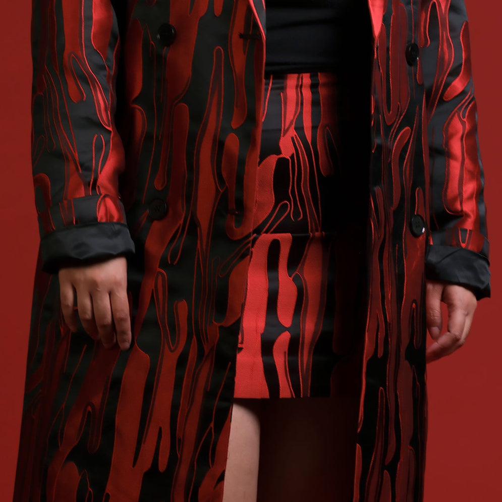 LH | Brocade A-Line Skirt | Red Asst