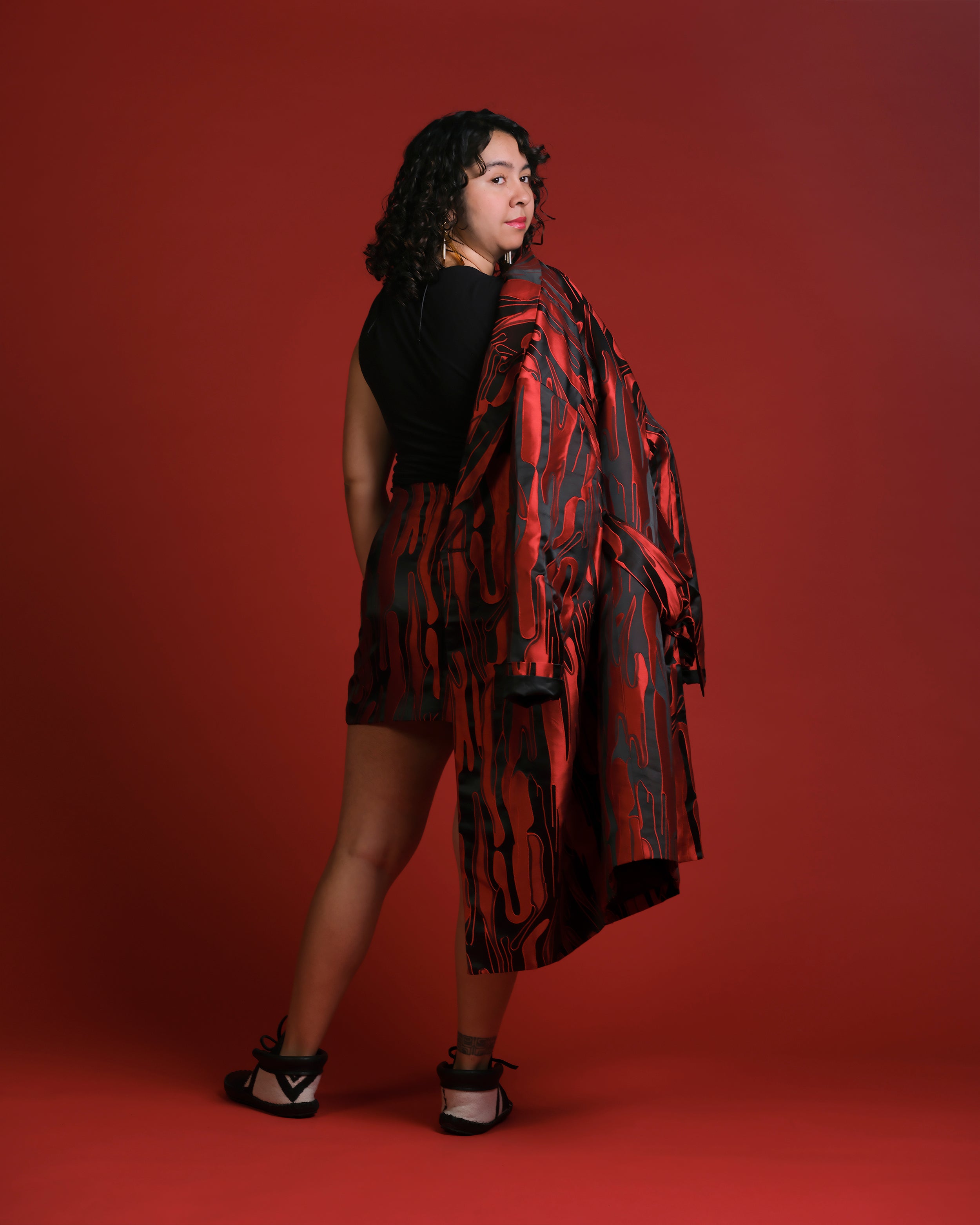LH | Brocade Trench Coat | Red Asst