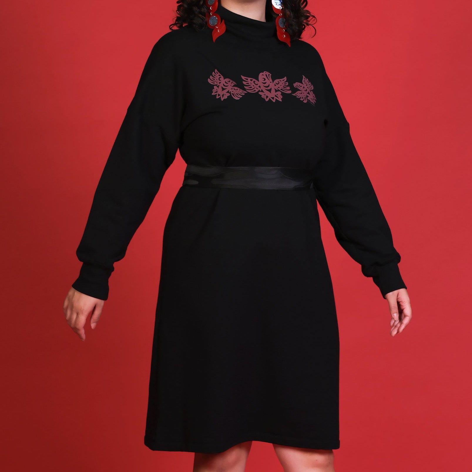 Ay Lelum | Eagle Sweatshirt Dress | Black