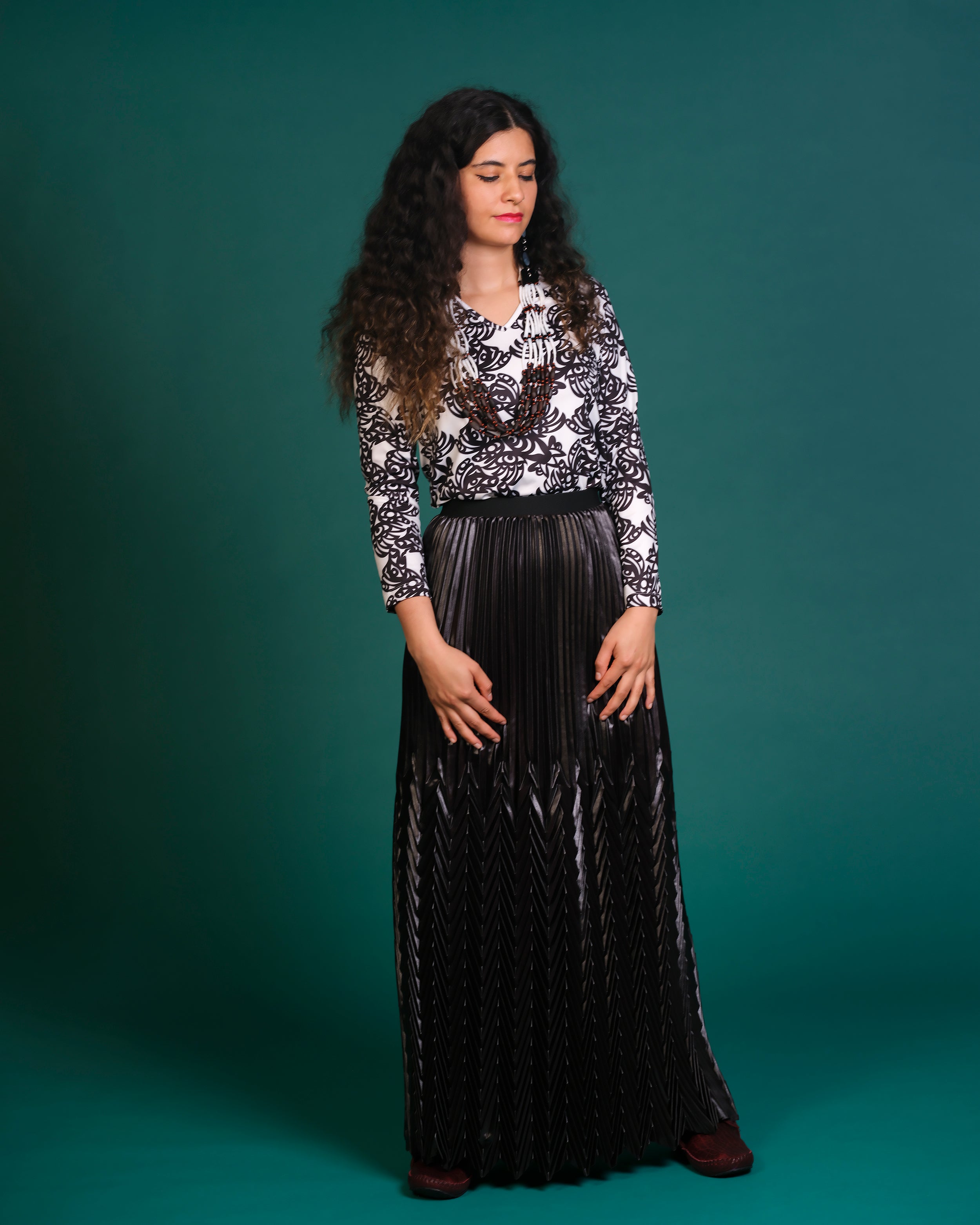 LH | Pleated Maxi Skirt | Black Asst