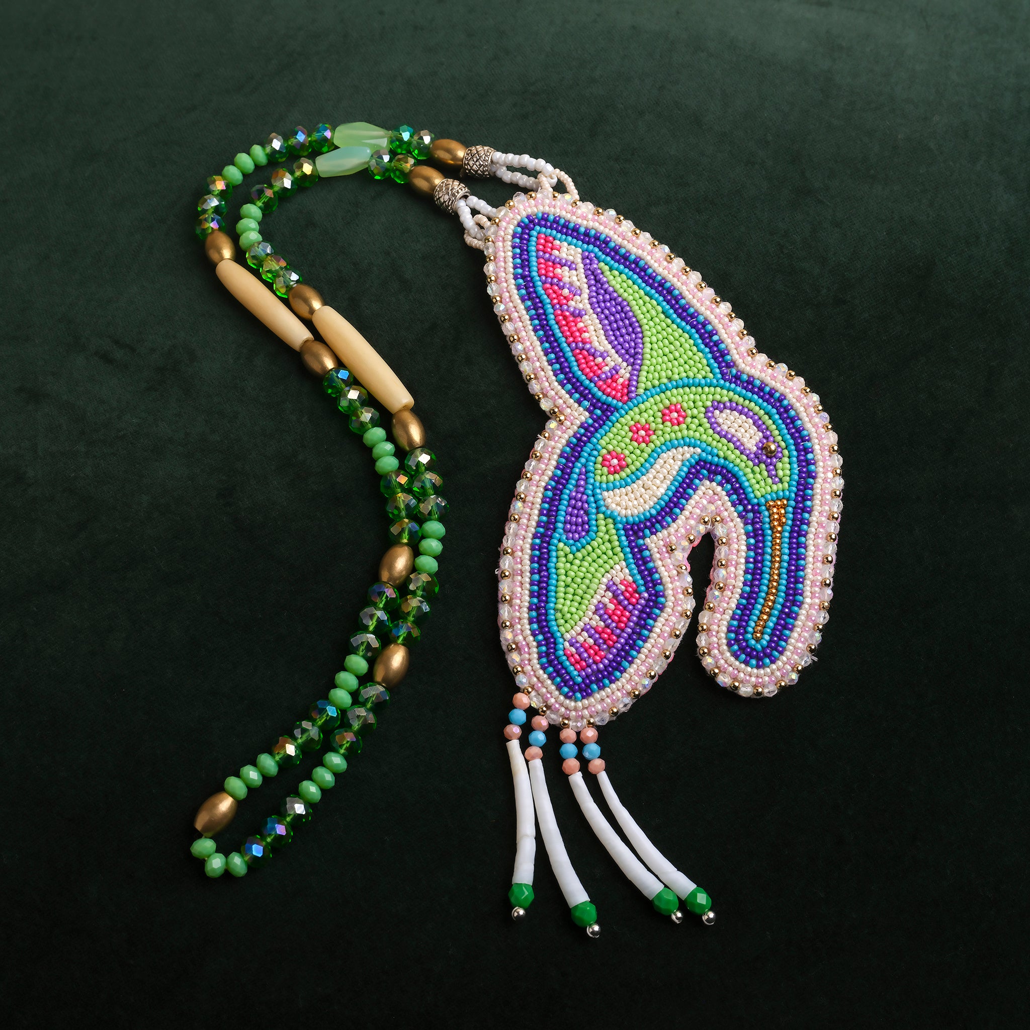 LHW | Beaded Medallion | Hummingbird Green