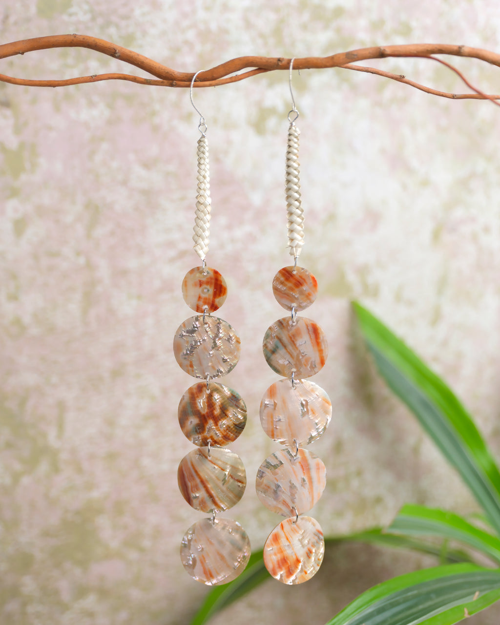 JM | Earring | Bear Grass/Abalone | 5-Tier