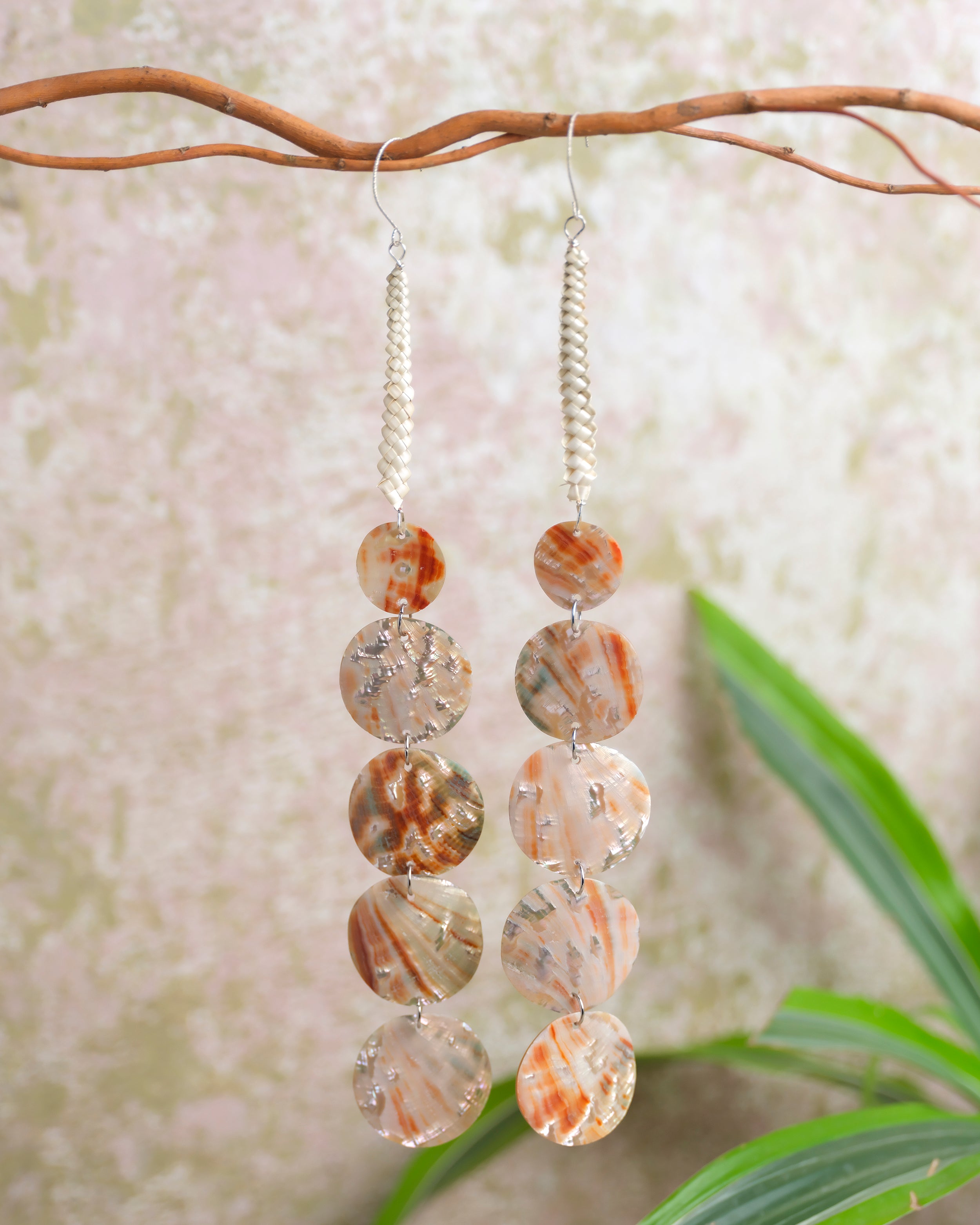 JM | Earring | Bear Grass/Abalone | 5-Tier