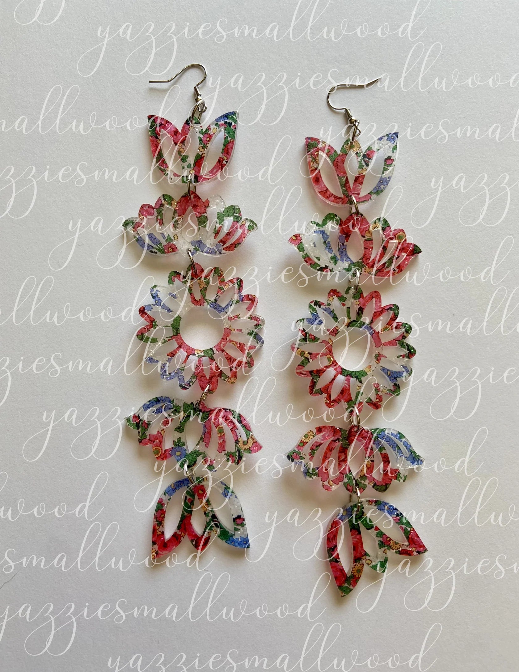 Tulip Lotus Sunflower Powwow XL earrings by Yazzie Smallwood
