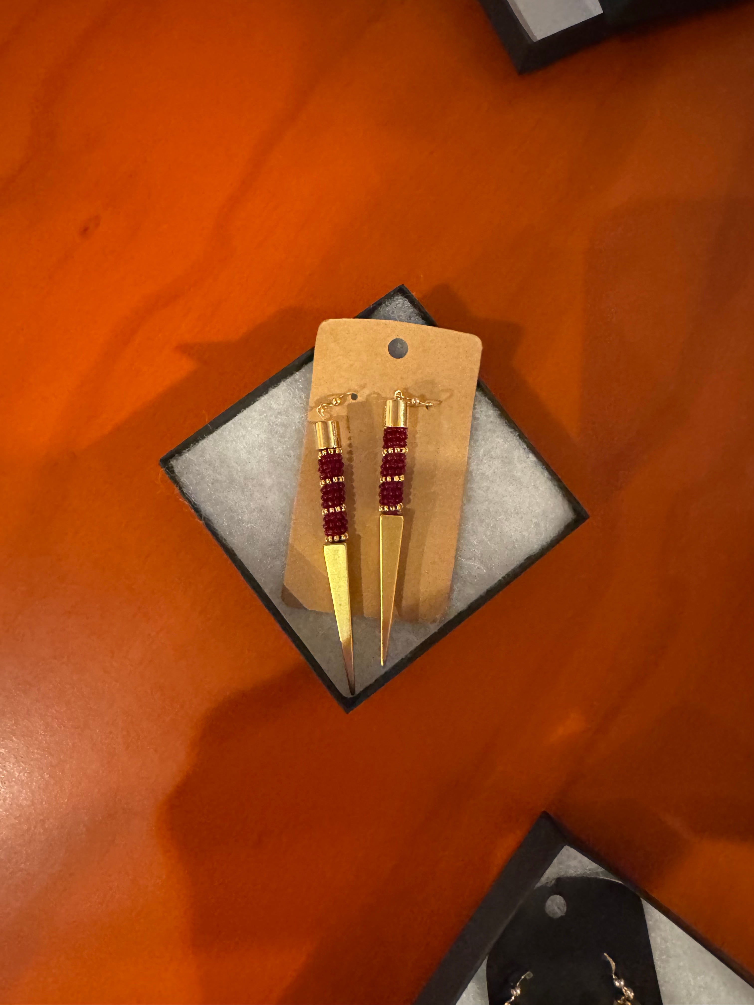 MSW | Earrings | Red Beaded Spike