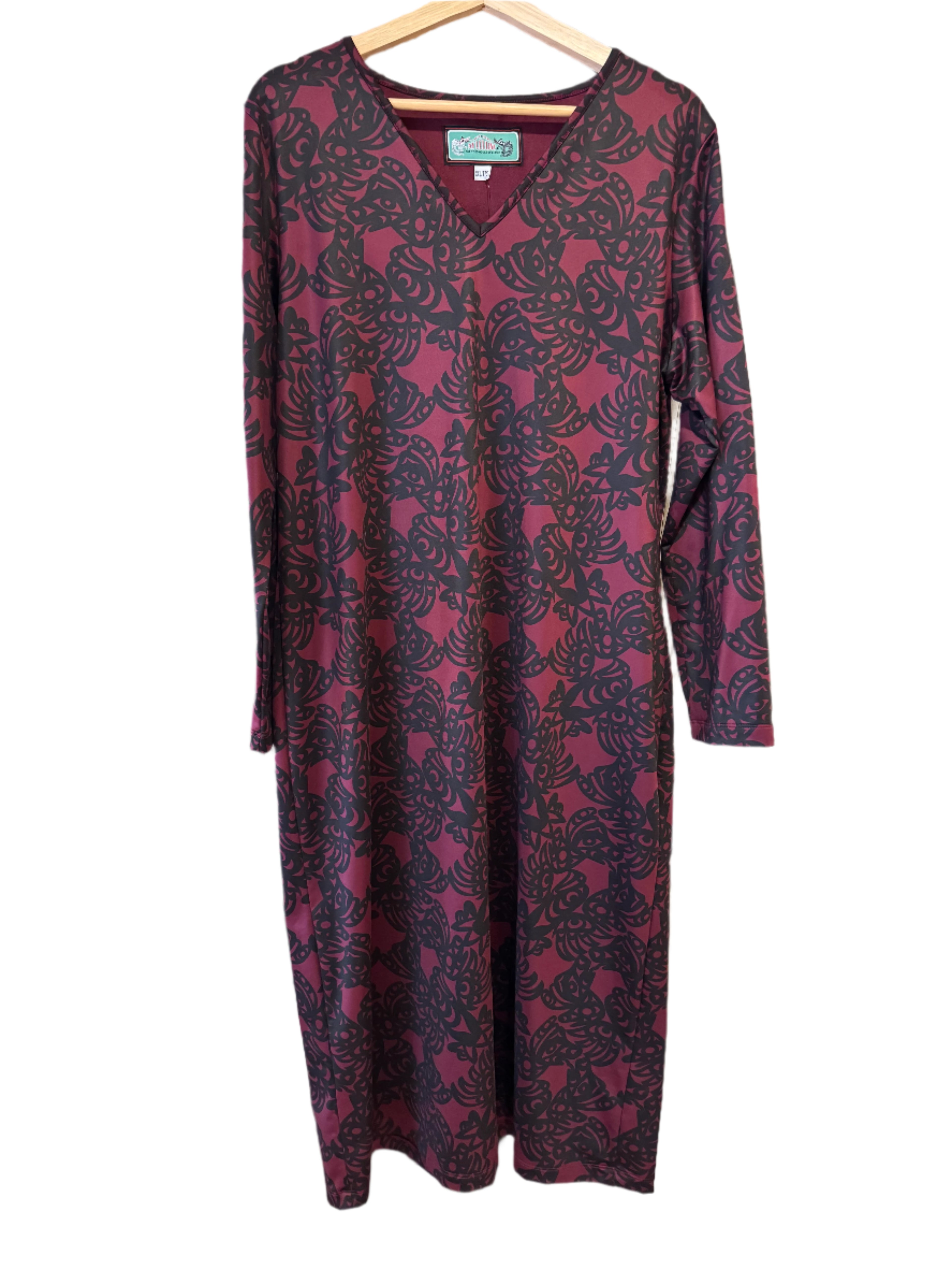 Ay Lelum | Recycled Fleece Transformation V-Neck Dress | Merlot | 2XL