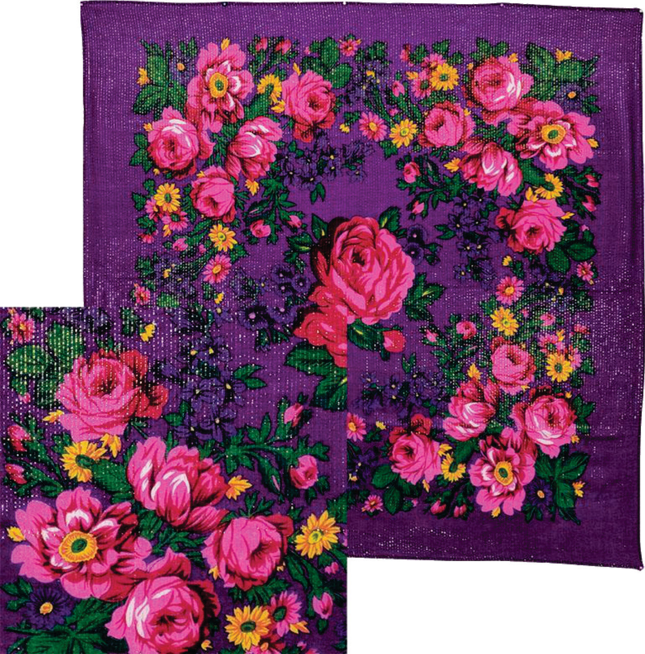 SM Purple Floral Metallic Scarf by Nativo