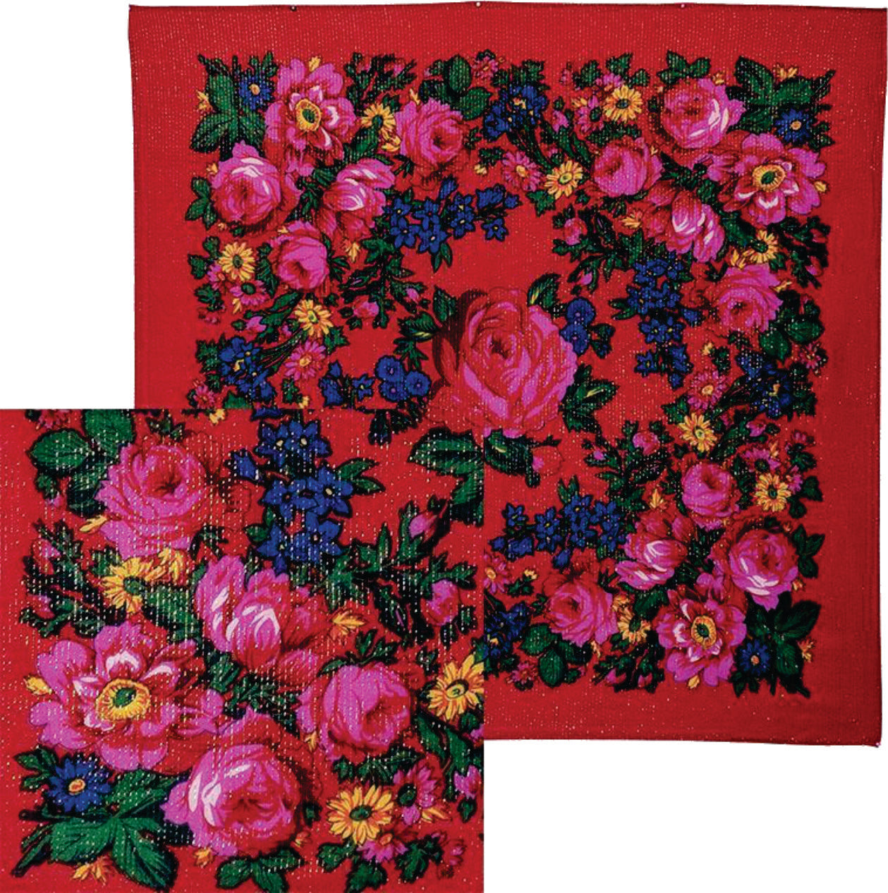 SM Red Floral Metallic Scarf by Nativo