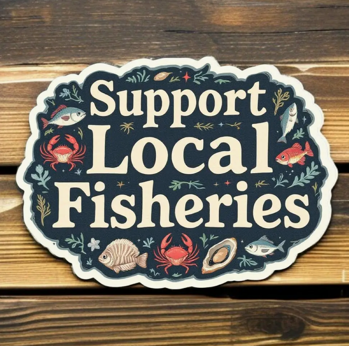 SUPPORT LOCAL FISHERIES #1 | Vinyl Sticker by Sadie J & Co
