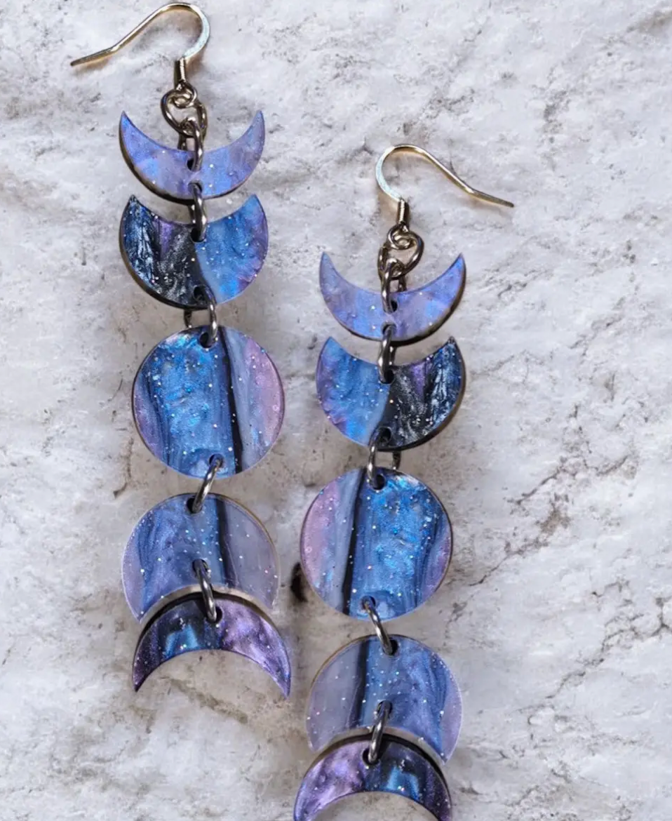 CELESTIAL MOON PHASE | Dangle Earrings by Sadie J & Co