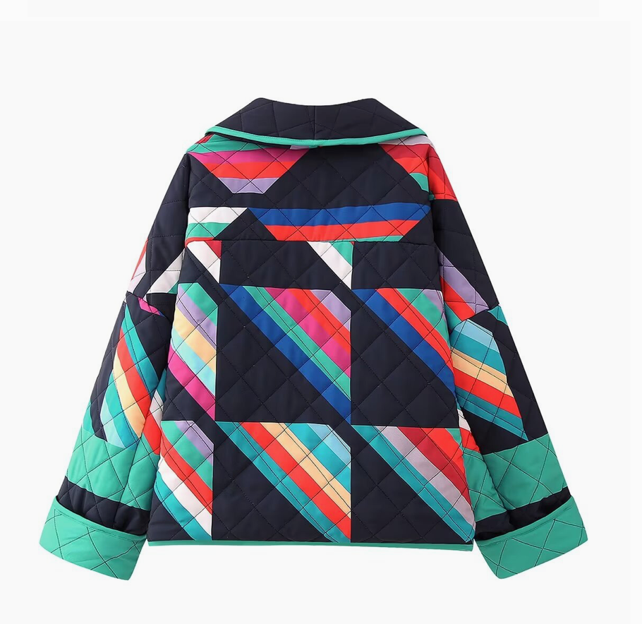 Chic Oversized Retro Quilted Jacket