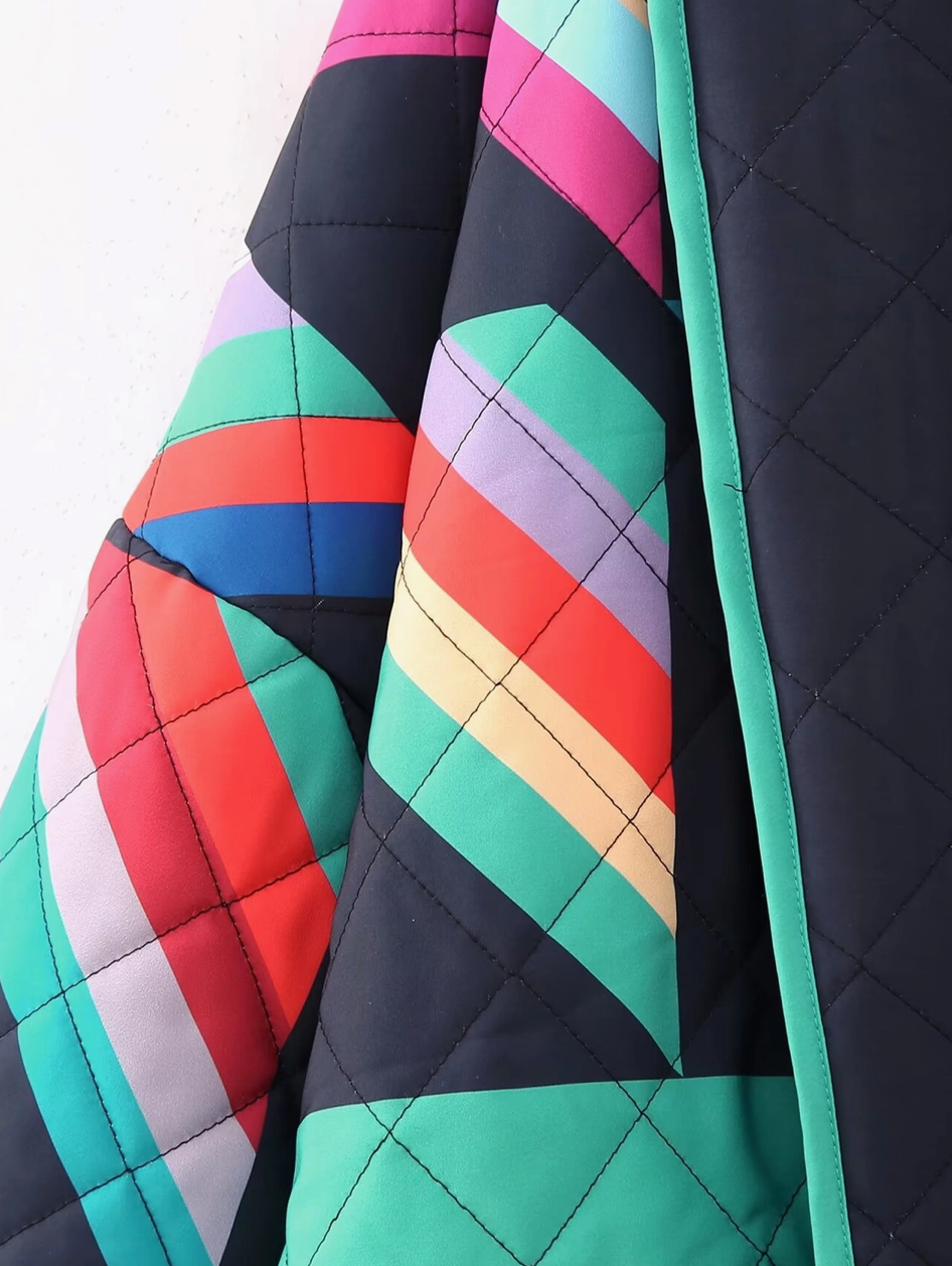 Chic Oversized Retro Quilted Jacket